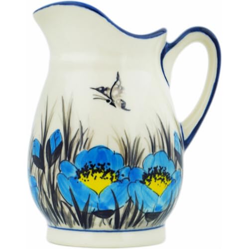 Authentic Polish Pottery Creamer in Mystical Meadow Design Handmade in Boles?awiec Poland + Certificate of Authenticity