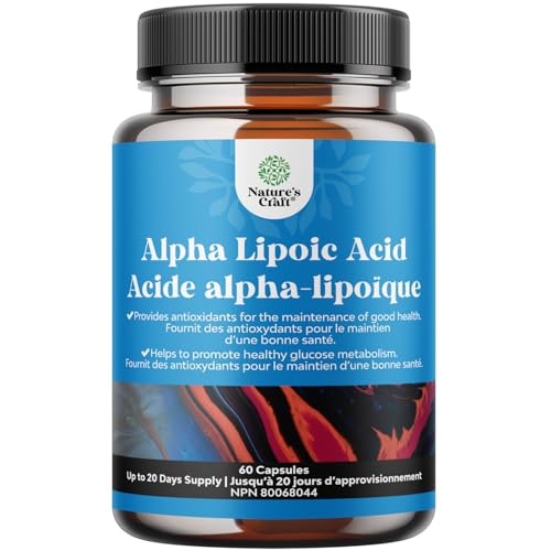 Natures Craft - Pure Alpha Lipoic Acid - Promotes Mental Health, Memory, Energy and Focus - Raises Metabolism Levels and Helps Weight Loss - 60 Capsules