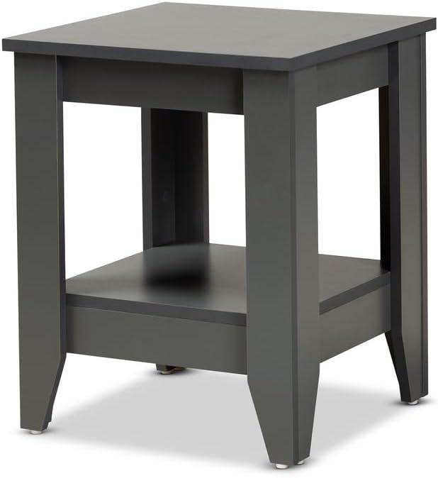 HomeStock Grey Wood End TableModern Living Room Side Table with Shelf19.7" x 15.75" x 15.75"