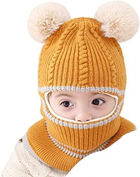 Image of Toddler Winter Hat With Scarf and Earflap Hood - Fleece Lined Monkey Cap for Baby and Kids (6 Months to 7 Years)
