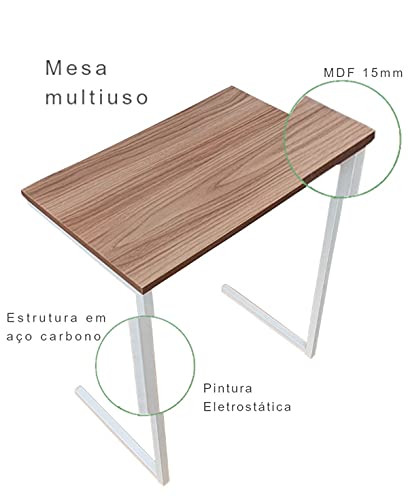 Mesa Auxiliar Strassis Design SD-3005 Metal e MDF Cor: Branco
