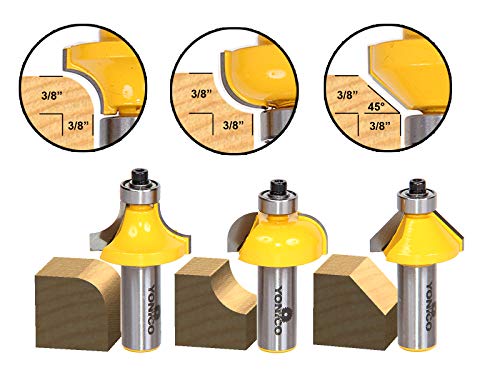 Yonico Edge Forming Router Bits Set 3 Bit 3/8-Inch 1/2-Inch Shank 13311 #TOP1
