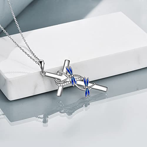 POPLYKE Cross Necklace for Women 925 Sterling Silver Cross Pendant Necklace Animal Jewelry Christmas Gifts for Women Mother Grandma3