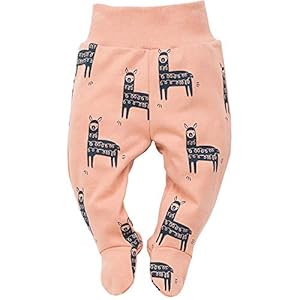 Pinokio – Happy Llama – Baby Hose/Strampler Hose 100% Baumwolle – Schlafhose Mit Füßen (Elastischer Bund) Türkis Orange…