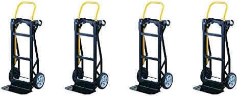 Harper Trucks Lightweight 400 lb Capacity Glass Filled Nylon Plastic Convertible Hand Truck and Dolly (4-(Pack))