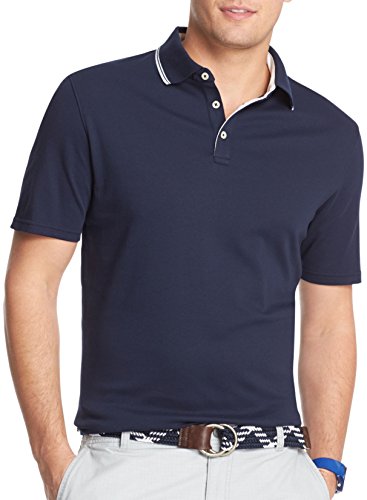 IZOD Men's Big Heritage Short Sleeve Solid Pique Polo, Midnight, 4X-Large Tall