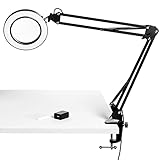 LED Magnifying Lamp - Desktop Lighted Magnifier Lamp with Extra Long 80 Inch USB Cable - Adjustable LED Desk Lamp with Clamp Helps Reduce Eye Strain & Provides You with A Convenient Light