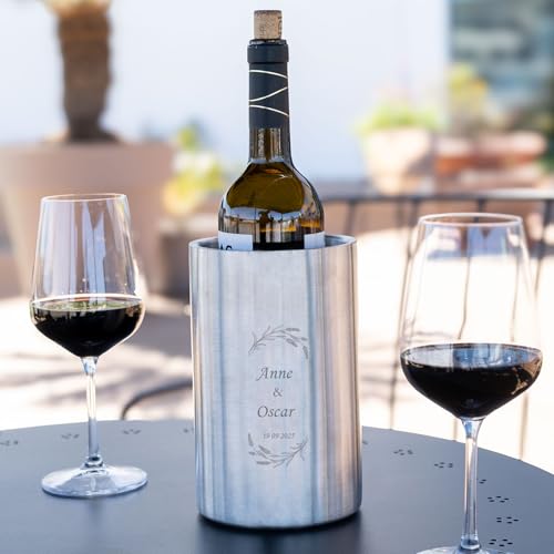 Wanapix | Enfriador de Botellas Personalizado | Acero Inoxidable Reutilizable para Botellas | Personaliza con Texto y Nombre | Ramo flores