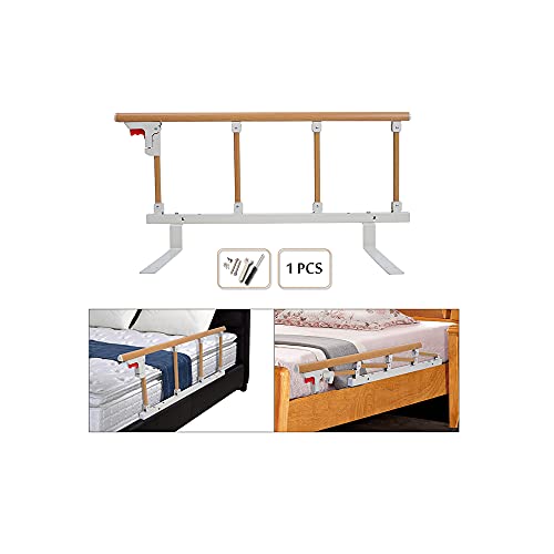 Bed Rails for Elderly Adults Safety Bed Rail Assist Bar Fold Down Railing Bedside Rails Portable Handle Medical Bed Rail Bumper Folding Assistive Devices - 37Ã—14 inch (Wooden)