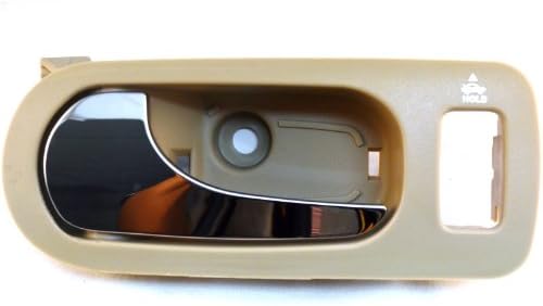 PT Auto Warehouse GM-2312ME-FL - Inside Interior Inner Door Handle, Beige/Tan (Neutral) Housing with Chrome Lever - Driver Side Front