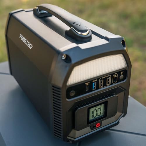 Prime Tech tragbare Powerstation Solargenerator Stromversorgung Stromgenerator 515Wh 600W für Garten Reise Camping Wohnmobil Outdoor Notfall