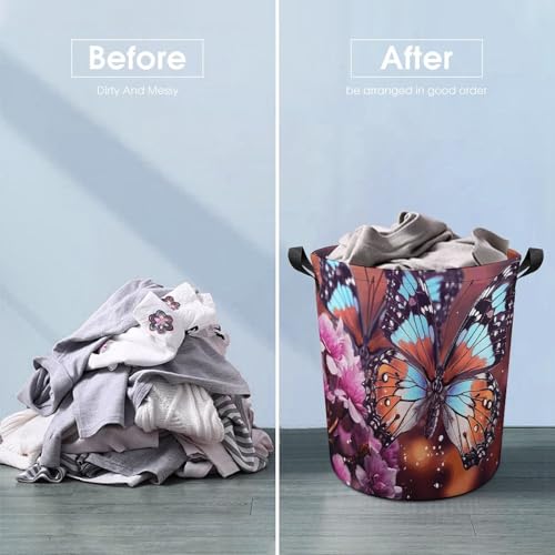 Bac à linge facile à transporter et pliable avec imprimé papillons - 7