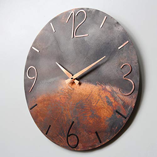 Inthetime 8-Inch Copper Wall Clock Round Large Silent Non-Ticking Unique Handmade - 7Th Wedding Anniversary Gift Idea Rustic Farmhouse Native American Southwest Home Kitchen Art Decor #TOP1