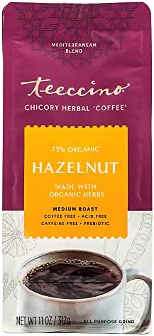 Teeccino, Chicory Herbal Coffee, Medium Roast, Caffeine Free, Hazelnut, 11 oz (312 g)