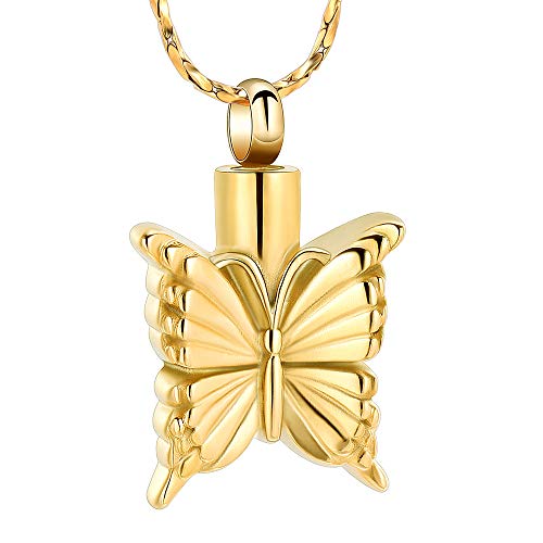 Imrsanl Butterfly Cremation Jewelry Charm Memorial Locket Ash Pendants - Urn Necklace for Ashes Keepsake Jewelry