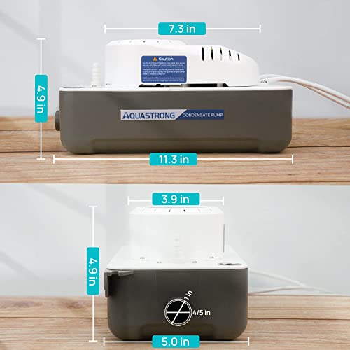 Image of Aquastrong HVAC Condensate Pump, 115V /230V, Automatic Safety Switch, AC Condensate Removal for Air Conditioner, Furnace, Dehumidifier, 3.3' Power Cord, Light Gray