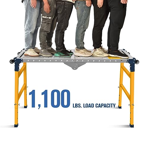 FUNTECK Versatile Portable Steel Work Platform and Welding Table with Casters | 55 x 14-inch Galvanized Tabletop | 1100 lbs. Load Capacity | Adjustable Height by FUNTECK - Image 3