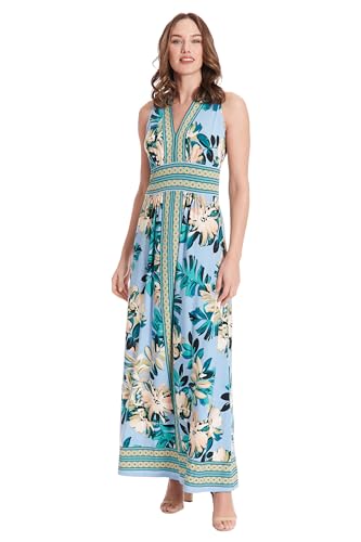 Image of London Times Women's Sleeveless V-Neck Maxi Dress for Women | Casual Dresses for Women