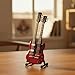 Led Zep Miniature Guitar Replica - 10 Inches Cherry Red Led Zeppelin Double Neck Guitar with Stand, Perfect Rock and Roll Gifts for Men, Mini Led Zep Desk Decor and Accessories