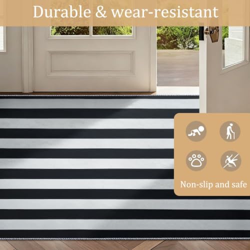 Alfombra de entrada lavable con rayas de cebra para pasillo y cocina moderna 5