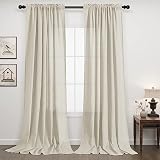 Flax Linen Curtains 84 Inch Length for Bedroom 2 Panels Rod Pocket Semi Sheer Burlap Cotton Look Tex