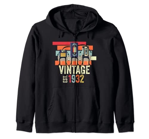 Funny 90th Birthday Camisa Vintage Music Tech 1932 Cumpleaños Sudadera con Capucha