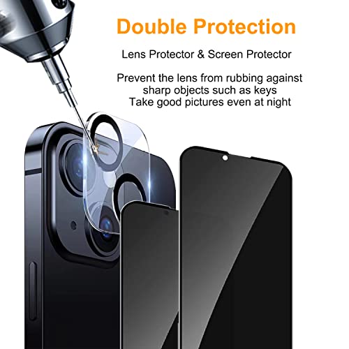 Pehael [2+2 Pack] Iphone 14 Privacy Screen Protector With Camera Lens Protector Full Coverage Anti-Spy Tempered Glass Film 9H Hardness Upgrade Edge Protection Easy Installation Bubble Free Specially Designed For Iphone 14 [6.1 Inch] #TOP5