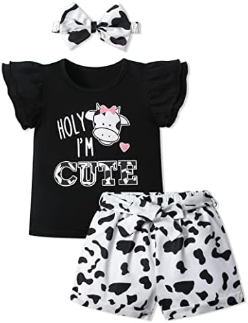 MIGU Toddler Girl Clothes Summer Girls Clothing Sets Girl Stuff T-shirt Shorts Headband 3pcs Sets Gifts…