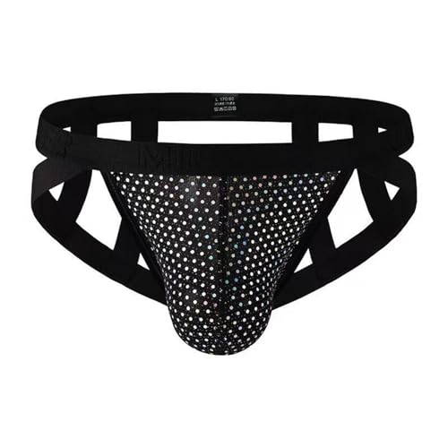 Men's Jockstrap Underwear Sexy Fashion Shiny Brief Mens Underwear Breathable Work Out Athletic Supporter Black2