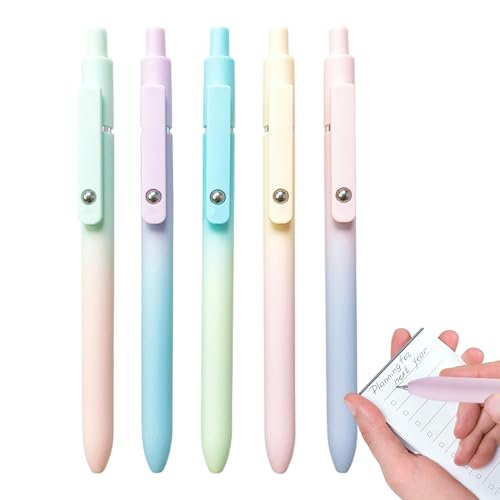 Uozonit Bolígrafos de tinta de gel, bolígrafos de 0,7 mm, punta fina, escritura suave, 5 unidades de marcadores retráctiles con clip para profesores, estudiantes, escuela, trabajo, negocios, hogar