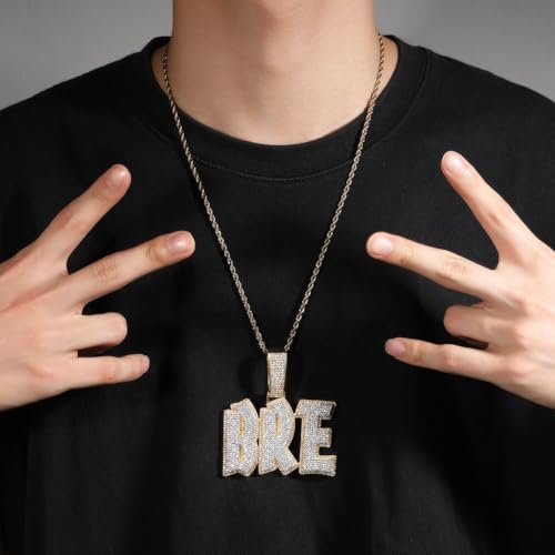 Custom Chain for Men Iced Out Pendant Custom Name Necklace Personalized Letter Necklace with Rope Chain Name Plate Necklaces Hip Hop Necklaces Birthday Gift for Women Men3