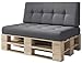 Produktbild sunnypillow Palettenkissen Kaltschaum Palettenauflage Palettenpolster 120 x 80 Palettensofa Sitzkissen Rückenlehne gesteppt 2er Set Grey