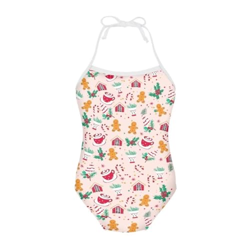 Image of Christmas Girls One-Piece Swimsuits Beach Halter Swimwear Bathing Suit for 3-10 Years