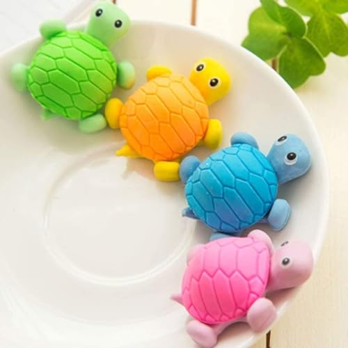 Image of AK Store (Pack of 4) 3D Cute Cartoon Shape Rubber Pencil Erasers, School Stationery for Kids, Boys Girls, Birthday Return Gifts (Turtle)