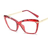 Onrtry Blue Light Blocking Glasses for Women Men Clear Lens Cat Eye Eyeglasses Anti Eyestrain Eyewear(Red Frame)
