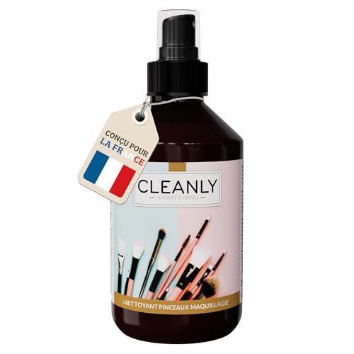 Cleanly Spray Nettoyant Pinceaux Maquillage, Éponge de Beauté, Houppette à Poudre - Formule Douce, Sans Cruauté, Sans Parfum Ajouté, Vegan - Makeup Brush Cleaner - Nettoyeur Pinceau Maquillage, 250ml
