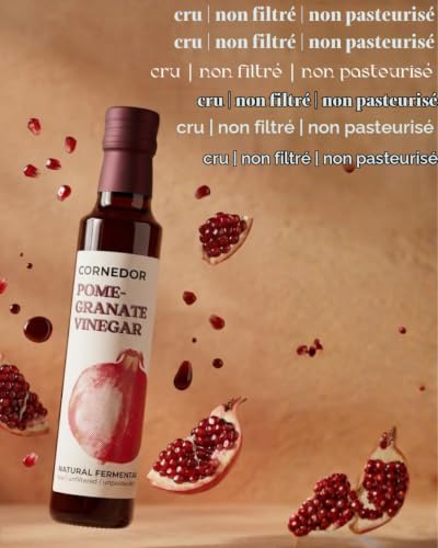 CORNEDOR - Vinaigre de grenade | 250 ml | Cru, non filtré, non pasteurisé, avec la mère | Jus de grenade fermenté 100% naturel | Assaisonnement de salade, marinades, cuisine – vue 3