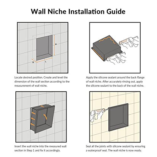 Merranox Shower Niche,Stainless Steel Shower Niche,Recessed Niche Shower For Bathroom Storage,No Tiling Required (Champagne Gold, 12 X 12 Inches) #TOP5
