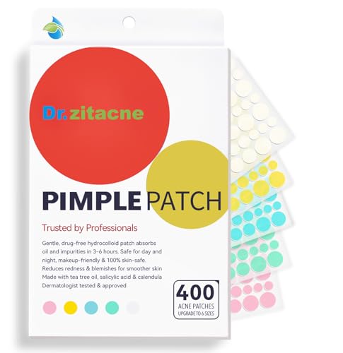 Dr. Zitacne Pimple Patches for Face, Star Hydrocolloid Acne Patches Professional 255 ct. 5 Colors & 5 Sizes(8/10/12/14/16mm) Suit Various Blemish, Cute Spot Stickers Invisible Zit Absorbing, Tea Tree