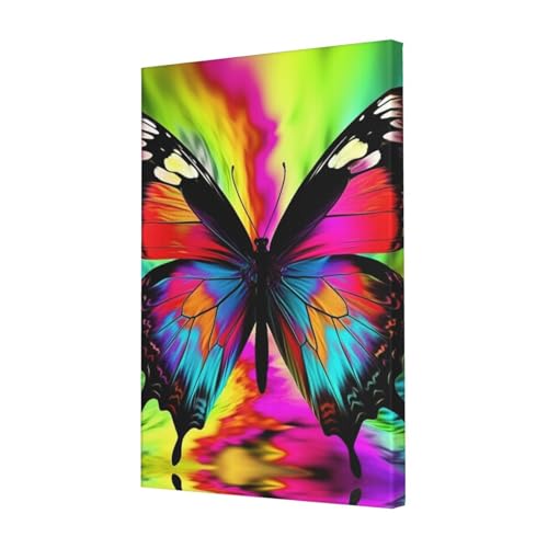 Impression sur toile papillon coloré avec cadre - Décoration murale 40x61