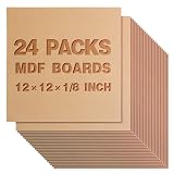 24 Pack MDF Wood Board for Crafts 12x12x1/8 Inch-3 mm Thick Medium Density Fiberboard Unfinished Wood Art...
