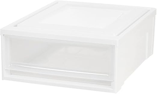 IRIS USA 129770 Shallow Box Chest Drawer, 22 Qt, White/Clear