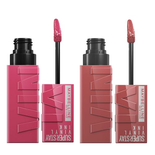 Maybelline New York, Pack x2 Superstay Vinyl Ink, Color y Brillo Hasta 16H, Tono 20 Coy + Tono 35 Cheeky