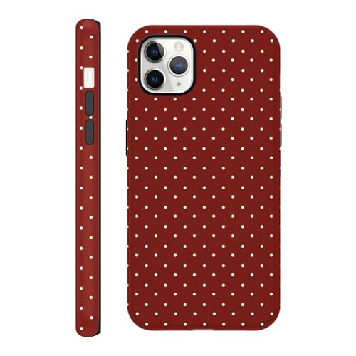 lioscre Polka Dot Phone Case for iPhone 11 Pro Cute Trendy Pattern Case 5.8", Aesthetic Stylish Print Design 2-in-1 Matte Cover Hard PC Shockproof Soft TPU Protection Girls Women Funda, Red