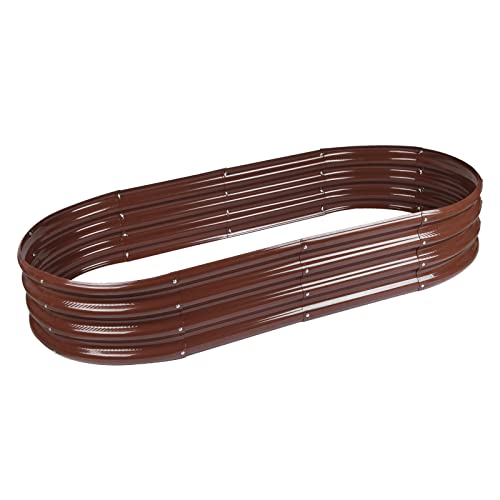 Rakukiri Raised Garden Bed GRS Certified Galvanized Planter Box Outdoor, 5ft Oval Rot-Resistant Metal Garden Bed Planter, Recycled Material Planter for Vegetables Flowers Herbs (Brown) by Rakukiri - Image 8