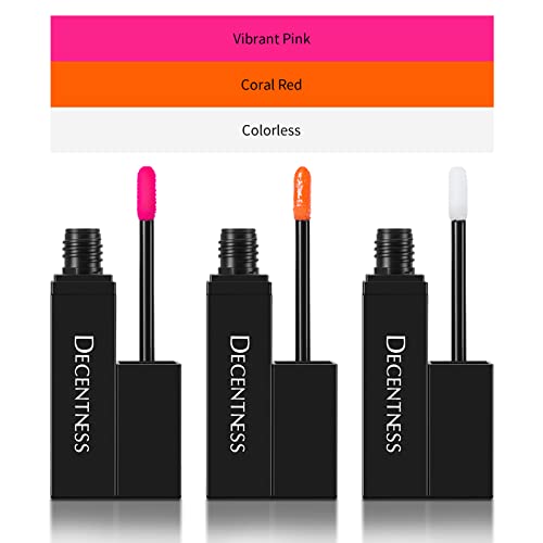 Decentness Lip Oil Set,Hydrating Moisturizing Dry Lips,Not Greasy And Sticky,Tinting For Lips Makeup,Adds Shine,Pack Of 3,Ideal Gift(Colorless/Coral Red/Vibrant Pink) #TOP17