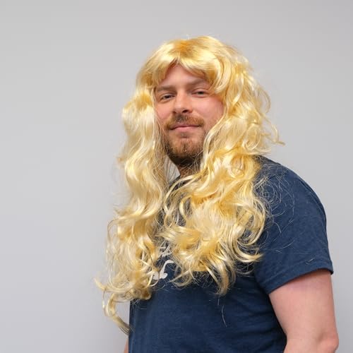 TRIXES Blond peruka – falowane, naturalnie wyglądające włosy z frędzlami – na imprezę kostiumową, Cosplay, Halloween