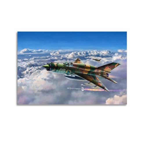 Affiche avion de chasse moderne MiG-21 pour chambre familiale et ado