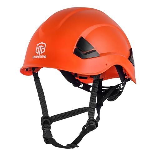 Casco de seguridad ABS naranja con orificios de ventilación y banda ajustable para la cabeza, aprobado por EN 397, ideal para la industria y la construcción