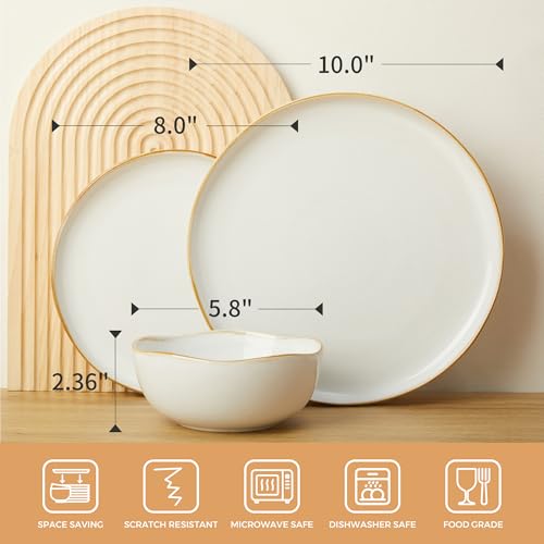 Image of Extra Large Dinnerware Set for 12, 36 Pieces Ceramic Plates and Bowls Set, Kitchen Dish Set, Microwave & Dishwasher Safe Dishware, Ocean-Inspired Stoneware for Big Gatherings, White